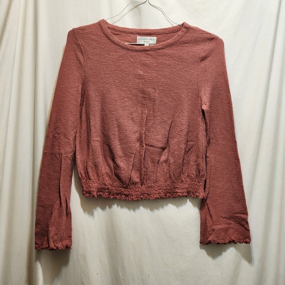 Madewell Texture &‎ Thread Coral Elastic Waist Long Sleeve Top XS